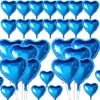 Metalize Parlak Mavi Kalp Şekilli Uçan Balon Folyo 18 inç 45 cm 25 Adet (5047)