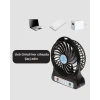 Mini USB Fan – Şarj Edilebilir, Işıklı, 3 Kademe, Taşınabilir Masaüstü Vantilatör