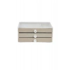 Modern Gri 3 Çekmeceli Takı Bijuteri Mücevher Kutusu Organizer Düzenleyici Şeffaf 13 X 23 X 10 Cm