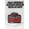 Nostalji Radyo Bluetooth Hoparlör USB-SD Kart Giriş Led Fener Işıklı Bataryalı Pilli