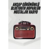 Nostalji Radyo Bluetooth Hoparlör USB-SD Kart Giriş Led Fener Işıklı Bataryalı Pilli