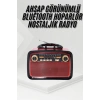 Nostalji Radyo Bluetooth Hoparlör USB-SD Kart Giriş Led Fener Işıklı Bataryalı Pilli
