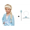 Örgülü Karlar Ülkesi Frozen Elsa Peruğu Tacı ve Sopası Çocuk Boy (5047)