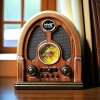 Orta Boy Kubbe Model Retro Ahşap Tasarım Bluetooth Hoparlörlü Radyo – FM/AM Destekli, Şarjlı ve Taşınabilir Radyo NS-7061 (5047)