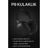 P9 Bluetooth 5.0 Kablosuz Siyah Kulaklık Mikrofonlu Uzun Pil Yüksek Bass ANC