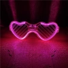 Pembe LED Işıklı Kalp Gözlük – 3 Modlu