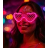 Pembe LED Işıklı Kalp Gözlük – 3 Modlu Parti - Glow Gözlüğü (5047)