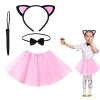 Pembe Renk Kedi Kostüm Seti - Tütü, Taç, Papyon, Kuyruk