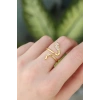 Pirinç Gold Renk Ayarlanabilir Zirkon Taşlı Yılan Yüzük