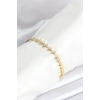 Pirinç Gold Renk Balık Sırtı Model Zirkon Taşlı Kadın Bileklik