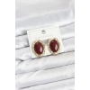 Pirinç Gold Renk Bordo Model Vintage Kadın Küpe