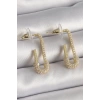 Pirinç Gold Renk Zirkon Taşlı Çengelli İğne Model Kadın Küpe