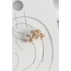 Pirinç Gold Renk Zirkon Taşlı Yaprak Model Kadın Kıkırdak Küpe