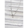 Pirinç Gümüş Renk Damla Model Kadın Kolye