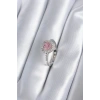 Pirinç Gümüş Renk Pembe Zirkon Taş Kalp Charm Model Kadın Yüzük
