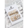 Pirinç Karışık Halka Model Gold Renk 6 Çift Kadın Küpe Set