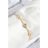 Pirinç Zirkon Taşlı Daire Model Gold Renk Asansörlü Kadın Bileklik