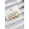 Pirinç Zirkon Taşlı Halka Model Gold Renk 3lü Çift Kadın Küpe Set