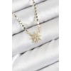 Pirinç Zirkon Taşlı Kutup Yıldızı Model Ezme Zincir Gold Renk Kadın Kolye