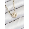 Pirinç Zirkon Taşlı Yonca Model Ezme Zincir Gold Renk Kadın Kolye