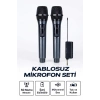 Profesyonel Çiftli Kablosuz Mikrofon Seti Karaoke Şarj Edilebilir 50 Metre