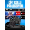 Projektör Siyah Android Taşınabilir Sinema Projeksiyon Wifi Destekli En Güncel Sürüm Akıllı