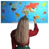 Renkli Atlas Dünya Haritası Manyetik Yapıştırıcı Gerektirmeyen Duvar Stickerı 118 CM * 56 CM (5047)