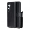 Samsung Galaxy S24 Uyumlu, Deri Cüzdanlı Kılıf, Parlak Siyah