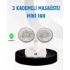 Sessiz Çalışan USB Şarjlı Çift Kafalı Masaüstü Fan – Ev ve Ofis İçin