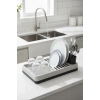 Şık Mutfak Bulaşıklığı Tezgah Üstü Tabak Bardak Kaşık Kurutma Organizeri Gri
