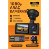 Siyah 1080p Araç içi 3 Kameralı Lcd Ekranlı Gece Görüşlü , G-sensör , Geri Görüş Kamera