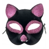 Siyah Renk Pembe Simli Süet Kaplama Kedi Maskesi 18x14 cm