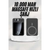Taşınabilir Şarj Magsafe Powerbank 10.000 mAh Hızlı Şarj Led Göstergeli Kablosuz