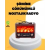 Taşınabilir Şömine Görünümlü Bluetooth Hoparlör – Solar Şarjlı, Alev Işıklı, 7W Ses