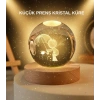 USB LED 3D Küçük Prens Kristal Küre Ahşap Standlı Gece Lambası