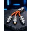 USB Type-C, Lightning ve Micro USB Uyumlu 3ü 1 Arada Hızlı Şarj Kablosu