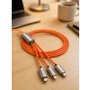 USB Type-C, Lightning ve Micro USB Uyumlu 3ü 1 Arada Hızlı Şarj Kablosu