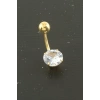 Yuvarlak Zirkon Taşlı Çelik Piercing 1 Adet