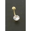 Yuvarlak Zirkon Taşlı Çelik Piercing 1 Adet