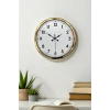 Zentime Gold & White Luxury Classic 52 Cm Metal Duvar Saati