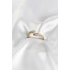 Zirkon Taşlı Gold Renk Pirinç Yüzük