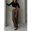 Zr deri palazzo pantolon kahve h24654