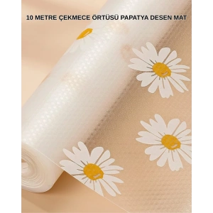 10 Metre Papatya Desenli Dolap İçi Kaymaz Koruyucu Mat