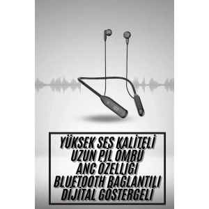 100 Saat Kablolu Boyun Askılı Dijital Göstergeli Bluetooth Kulaklık