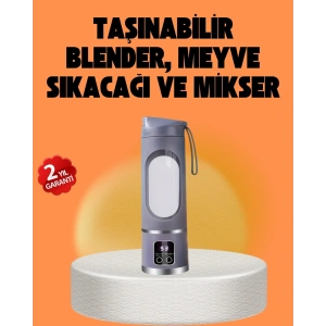 12 Bıçaklı Şarjlı Meyve Sıkacağı – Tip-C Taşınabilir Blender 450 ml