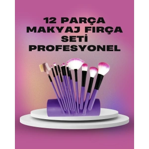 12 Parça Yumuşak Kıllı Makyaj Fırçası Seti Yüz ve Göz Makyajına Uygun Profesyonel Kullanım