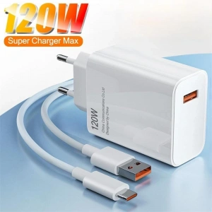 120W Turbo Saniye Göstergeli Hızlı Şarj Aleti Adaptör Kablo Set (MARKASİZ)