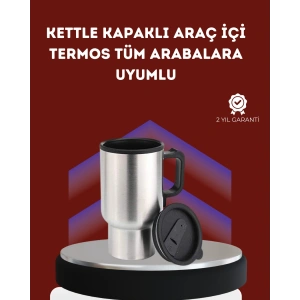 12V Çakmak Girişli Araç İçi Isıtıcı Paslanmaz Çelik Bardak