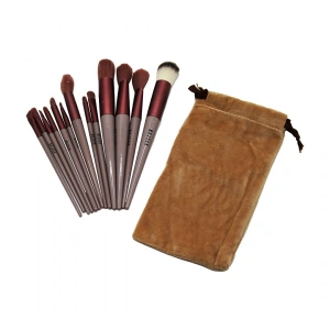 13pcs Eflatun Kadife Torbalı Makyaj Fırça Set Bx40