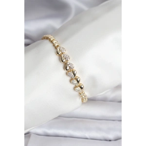 14K Gold Renk Kaplama Kalp Model CM Kadın Bileklik
